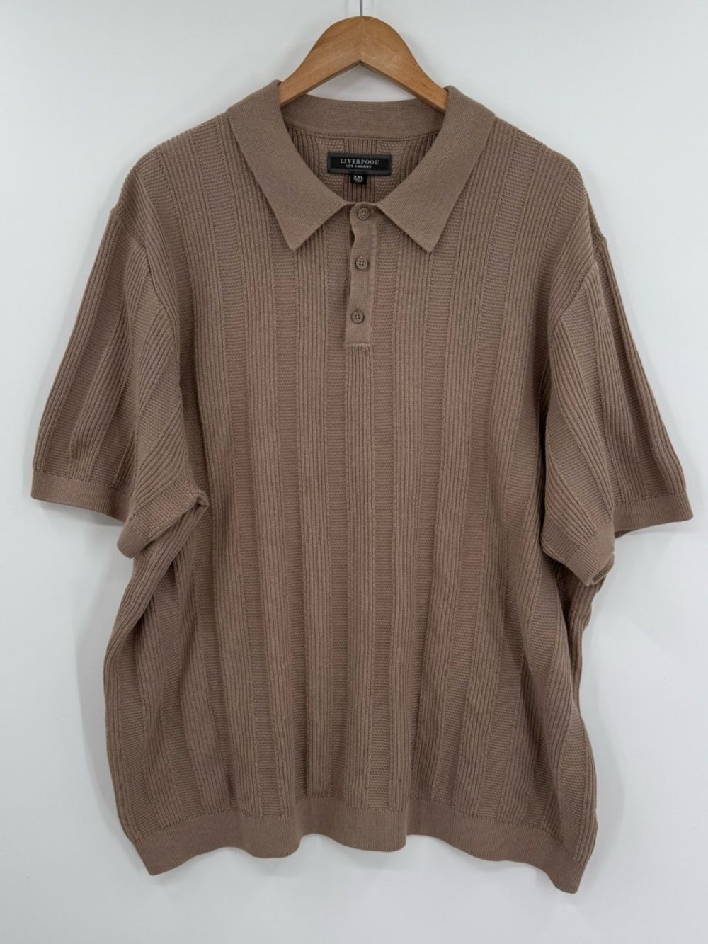 Liverpool Los Angeles Short Sleeve Polo Knit Sweater | Taupe | XXL